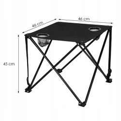 Kempingový stolík 46x46x45 cm, čierny SPRINGOS KOMPAKT
