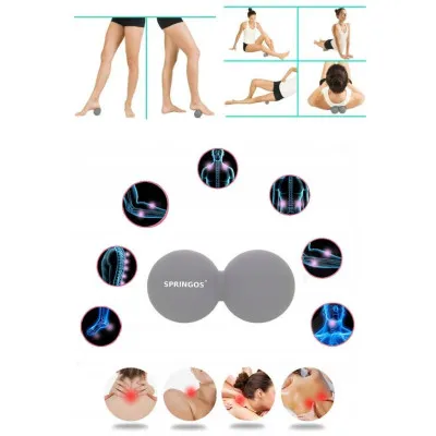 Masážna loptička dvojitá 12x6 cm SPRINGOS LACROSSE sivá