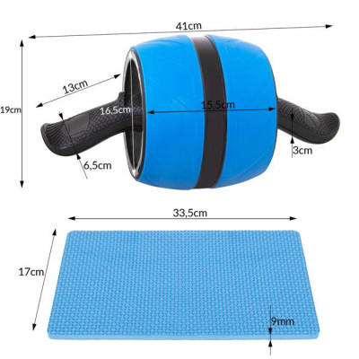 Posilňovacie koliesko SPRINGOS AB ROLLER modré + podložka