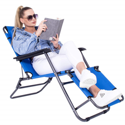 Záhradné polohovacie kreslo SPRINGOS RELAX svetlo modré