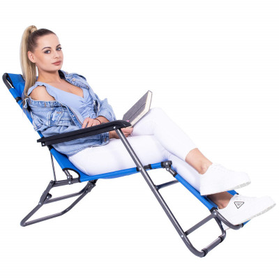 Záhradné polohovacie kreslo SPRINGOS RELAX svetlo modré