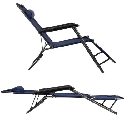 Záhradné polohovacie kreslo SPRINGOS RELAX tmavo modré