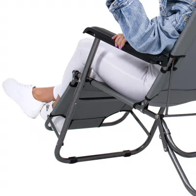 Záhradné polohovacie kreslo SPRINGOS RELAX šedé