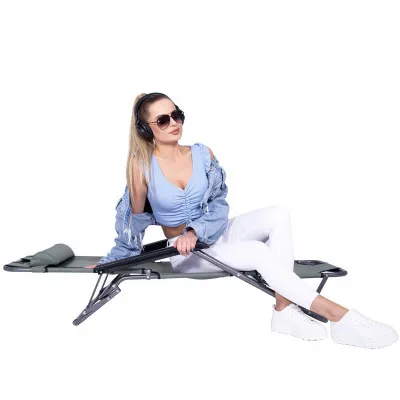 Záhradné polohovacie kreslo SPRINGOS RELAX šedé