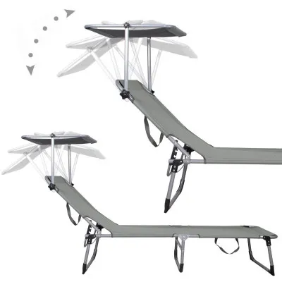 Záhradné polohovacie lehátko SPRINGOS POOL sivé