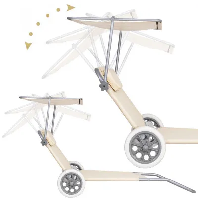 Záhradné lehátko na kolieskach SPRINGOS MOBI béžové