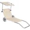 Záhradné lehátko na kolieskach SPRINGOS MOBI béžové