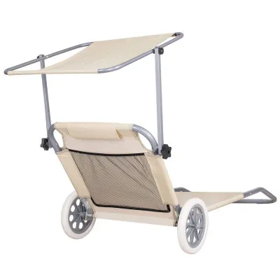 Záhradné lehátko na kolieskach SPRINGOS MOBI béžové
