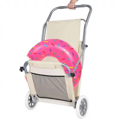 Záhradné lehátko na kolieskach SPRINGOS MOBI béžové