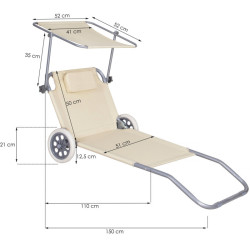 Záhradné lehátko na kolieskach SPRINGOS MOBI béžové