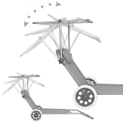 Záhradné lehátko na kolieskach SPRINGOS MOBI šedé