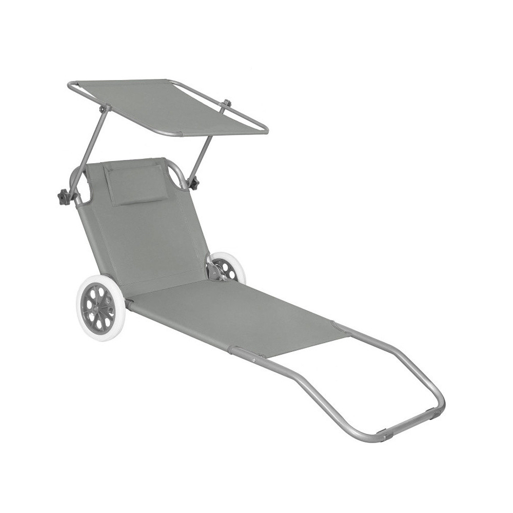 Záhradné lehátko na kolieskach SPRINGOS MOBI šedé