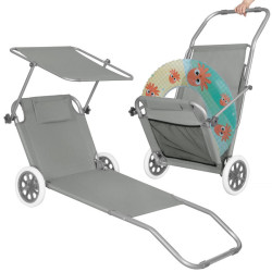 Záhradné lehátko na kolieskach SPRINGOS MOBI šedé
