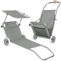 Záhradné lehátko na kolieskach SPRINGOS MOBI šedé