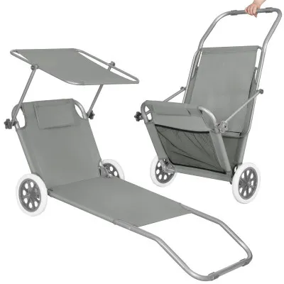 Záhradné lehátko na kolieskach SPRINGOS MOBI šedé