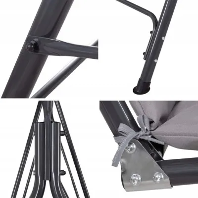 Záhradná hojdačka SPRINGOS GRACE 3-miestna, šedá