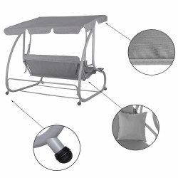 Záhradná hojdačka SPRINGOS VENEZIA 3-miestna, šedá