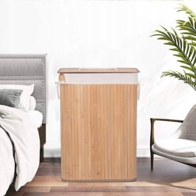 Kôš na bielizeň 72l SPRINGOS BAMBUS prírodný