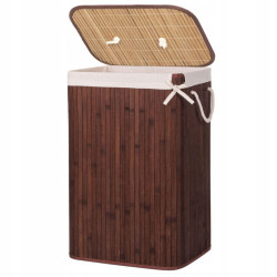 Kôš na bielizeň 72l SPRINGOS BAMBUS tmavo hnedý