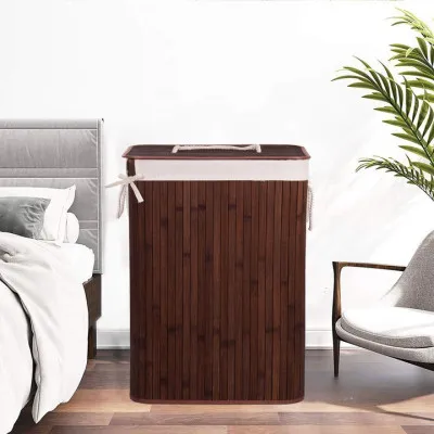 Kôš na bielizeň 72l SPRINGOS BAMBUS tmavo hnedý
