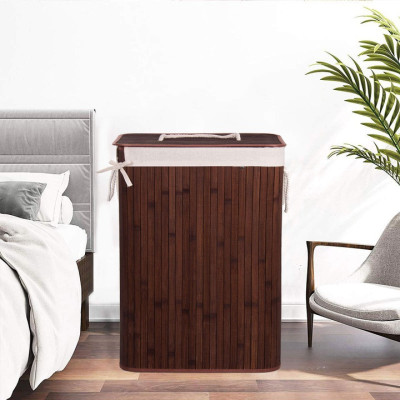 Kôš na bielizeň 72l SPRINGOS BAMBUS tmavo hnedý