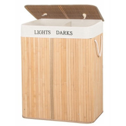 Kôš na bielizeň 100l dvojdielny SPRINGOS BAMBUS prírodný