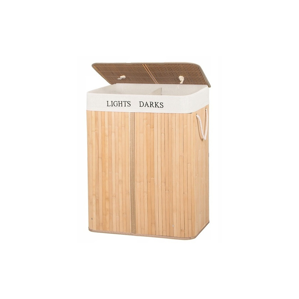 Kôš na bielizeň 100l dvojdielny SPRINGOS BAMBUS prírodný