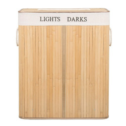 Kôš na bielizeň 100l dvojdielny SPRINGOS BAMBUS prírodný