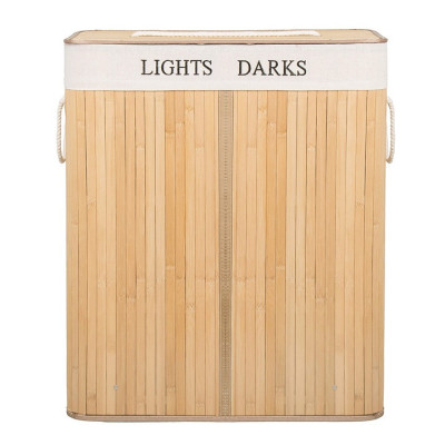 Kôš na bielizeň 100l dvojdielny SPRINGOS BAMBUS prírodný