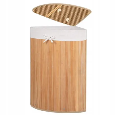 Kôš na bielizeň 73l rohový SPRINGOS BAMBUS prírodný