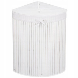 Kôš na bielizeň 73l rohový SPRINGOS BAMBUS biely