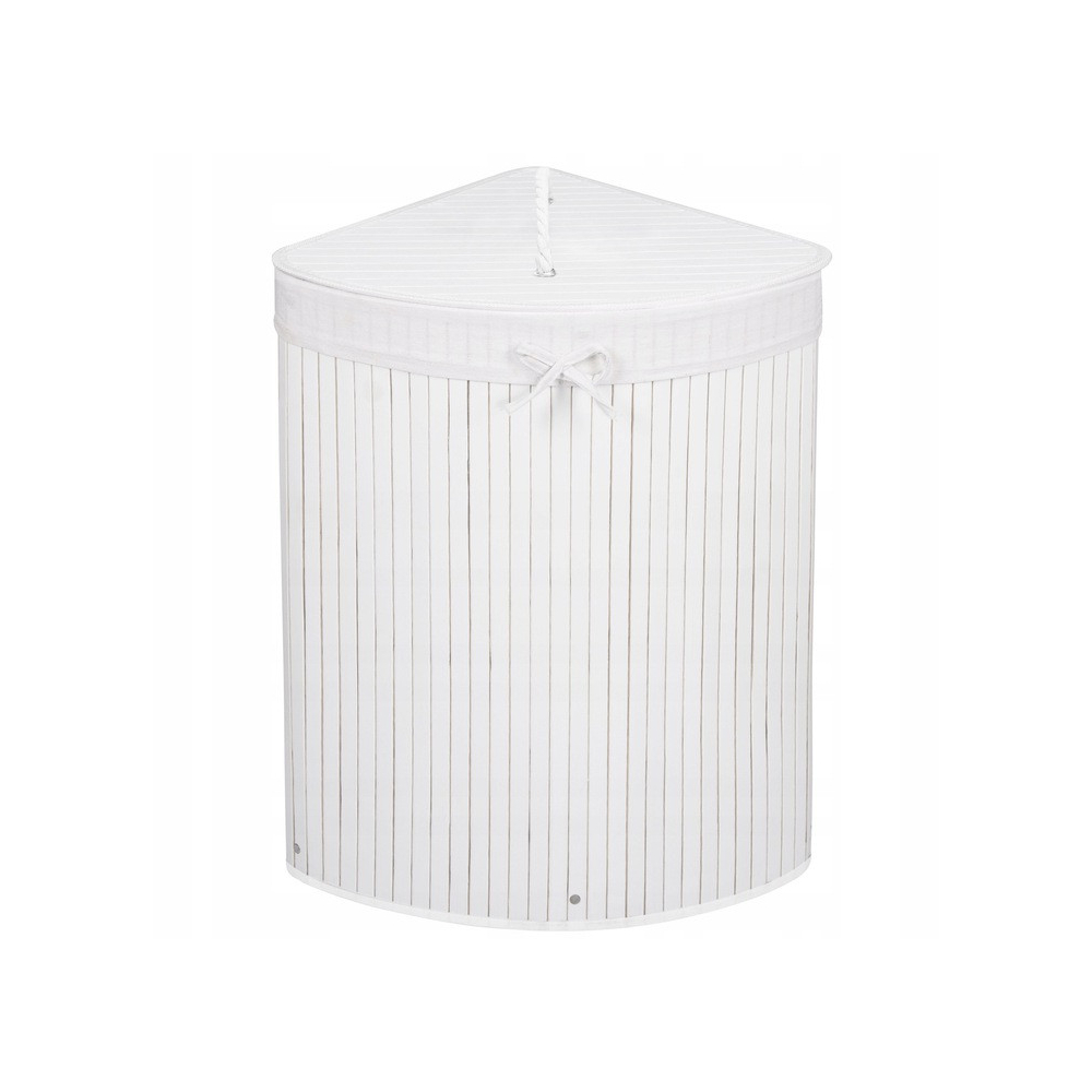 Kôš na bielizeň 73l rohový SPRINGOS BAMBUS biely