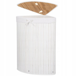 Kôš na bielizeň 73l rohový SPRINGOS BAMBUS biely