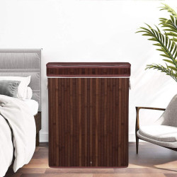 Kôš na bielizeň 100l trojdielny SPRINGOS BAMBUS tmavo hnedý