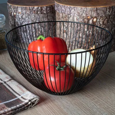Drôtený košík na ovocie 25x15 cm čierny SPRINGOS