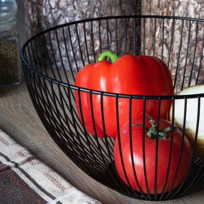 Drôtený košík na ovocie 25x15 cm čierny SPRINGOS