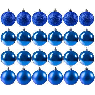 Vianočné banky tmavo modré mix - 6cm, sada 24ks