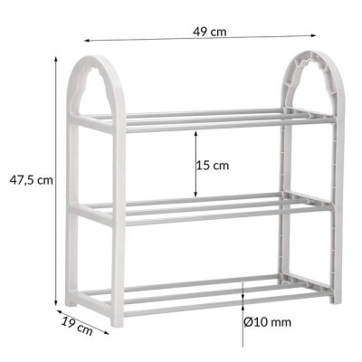 Botník 3 police SPRINGOS HA2010 strieborný