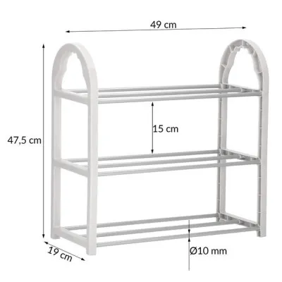 Botník 3 police SPRINGOS HA2010 strieborný