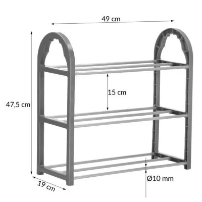 Botník 3 police SPRINGOS HA2011 sivý