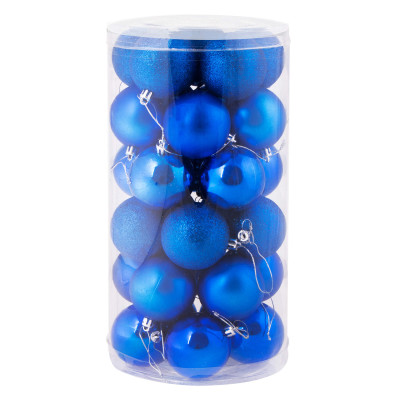 Vianočné banky tmavo modré mix - 6cm, sada 24ks