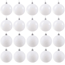 Vianočné banky biele mix - 6cm, sada 20ks