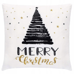 Obliečka na vankúš 40x40 cm Merry Christmas, bielo-čierna