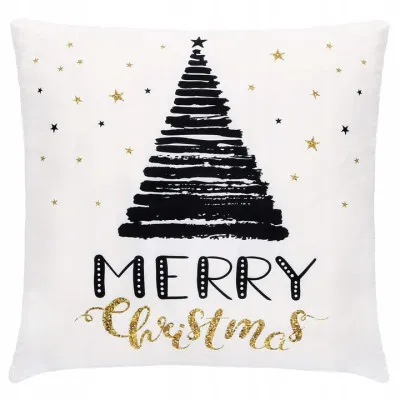 Obliečka na vankúš 40x40 cm Merry Christmas, bielo-čierna