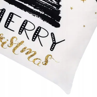 Obliečka na vankúš 40x40 cm Merry Christmas, bielo-čierna