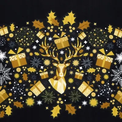 Obliečka na vankúš 40x40 cm Merry Christmas, čierno-zlatá