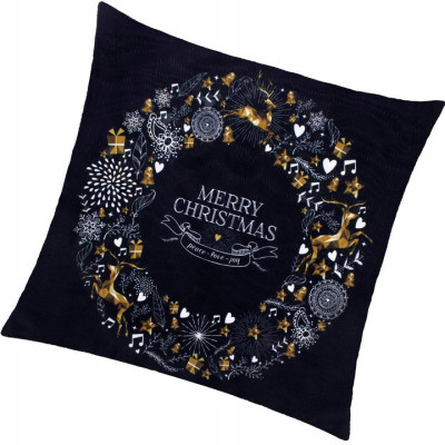 Obliečka na vankúš 40x40 cm Merry Christmas, čierno-biela