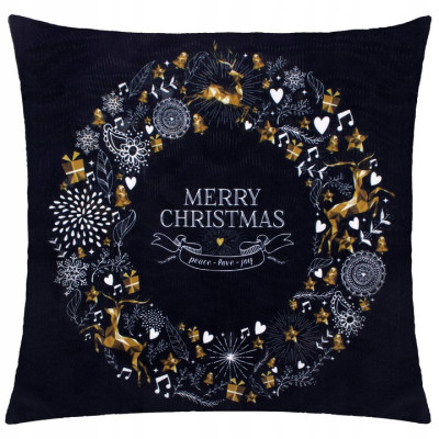 Obliečka na vankúš 40x40 cm Merry Christmas, čierno-biela