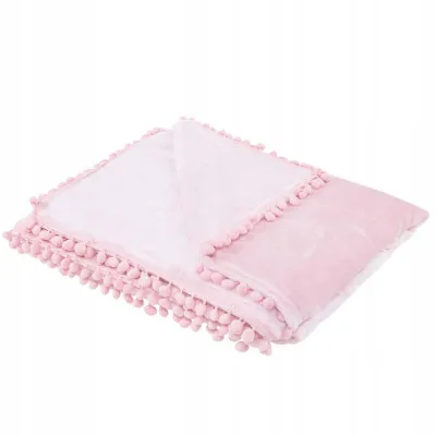 Deka 200x220 cm s brmbolcami SPRINGOS BOHO ružová