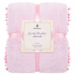 Deka 200x220 cm s brmbolcami SPRINGOS BOHO ružová